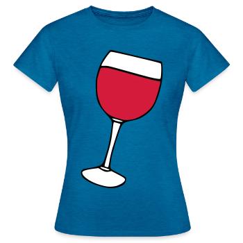 Vin rouge dans le verre - T-shirt Femme - bleu saphir antique chiné - Devant - AI Model Female 172 dark (172cm)