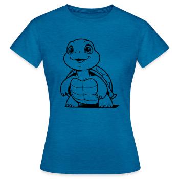 Niedliche Schildkroete als Vektorgrafik - Frauen T-Shirt - Antikblaues Saphir meliert - Vorne - AI Model Female 172 dark (172cm)