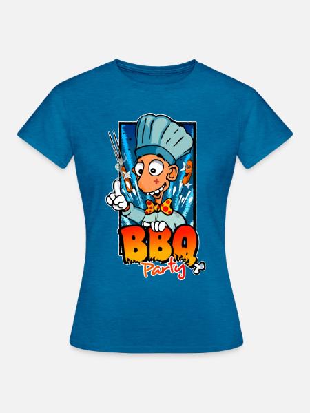 Grillparty - Frauen T-Shirt - Antikblaues Saphir meliert