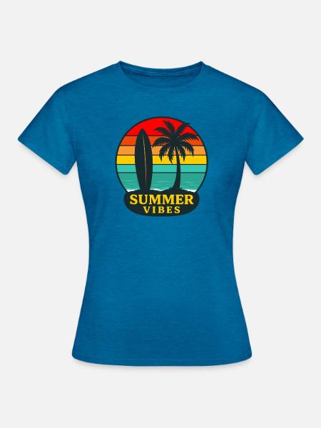Summervibes - Frauen T-Shirt - Antikblaues Saphir meliert
