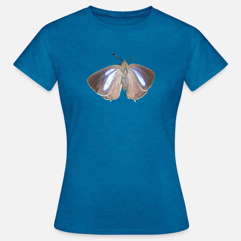 Blauer Eichen-Zipfelfalter - Frauen T-Shirt - Antikblaues Saphir meliert