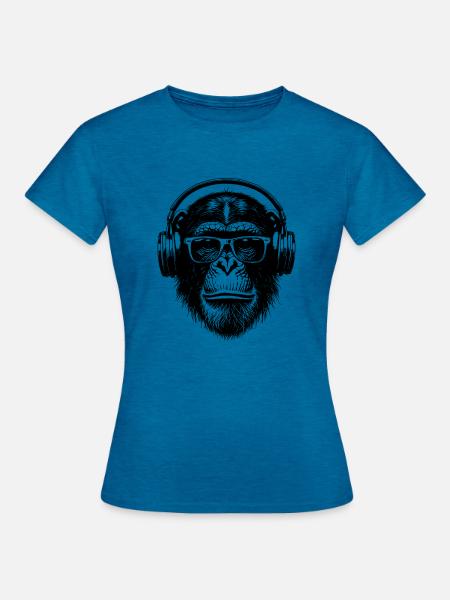 Musik Chimp - Frauen T-Shirt - Antikblaues Saphir meliert