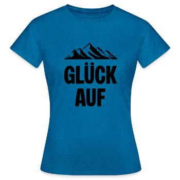 Glueck auf Berg Erzgebirge - Frauen T-Shirt - Antikblaues Saphir meliert - Vorne - AI Model Female 172 dark (172cm)