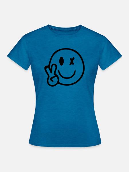 lächeln - Frauen T-Shirt - Antikblaues Saphir meliert