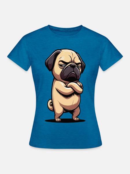 Mops Möpse Mopsbesitzer Mopsliebhaber Mopshalter - Frauen T-Shirt - Antikblaues Saphir meliert