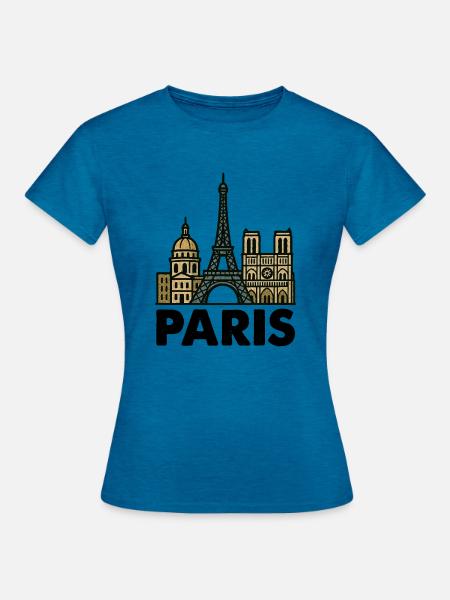 paris skyline - Frauen T-Shirt - Antikblaues Saphir meliert