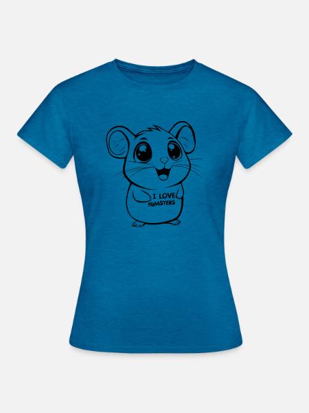 kleiner Hamster - Frauen T-Shirt - Antikblaues Saphir meliert