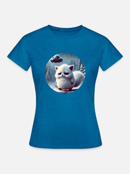 Trauriger Polarfuchs im eisigen Regen - Frauen T-Shirt - Antikblaues Saphir meliert