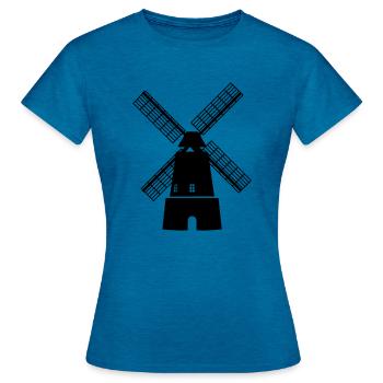 moulin à vent - T-shirt Femme - bleu saphir antique chiné - Devant - AI Model Female 172 dark (172cm)