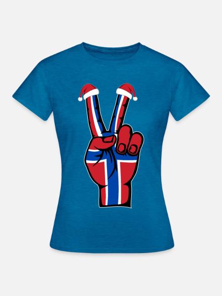 Norwegen Flagge Weihnachten Peace Symbol - Frauen T-Shirt - Antikblaues Saphir meliert