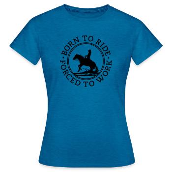 Né pour rouler obligé de travailler 1C changement de couleur - T-shirt Femme - bleu saphir antique chiné - Devant - AI Model Female 172 dark (172cm)