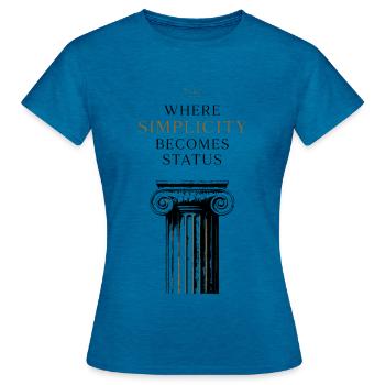 Minimalismus Luxus Schlichtes Premium Status - Frauen T-Shirt - Antikblaues Saphir meliert - Vorne - AI Model Female 172 dark (172cm)