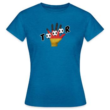 Tor Deutschland Fußball Fan - Frauen T-Shirt - Antikblaues Saphir meliert - Vorne - AI Model Female 172 dark (172cm)