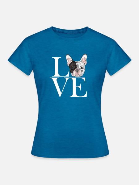 franz Bulldogge white - Frauen T-Shirt - Antikblaues Saphir meliert