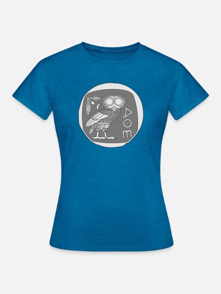 Eule der Athene [Münze] - Frauen T-Shirt - Antikblaues Saphir meliert