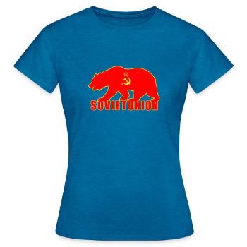 Sowjetunion Bär mit Flagge - Frauen T-Shirt - Antikblaues Saphir meliert - Vorne - AI Model Female 172 dark (172cm)
