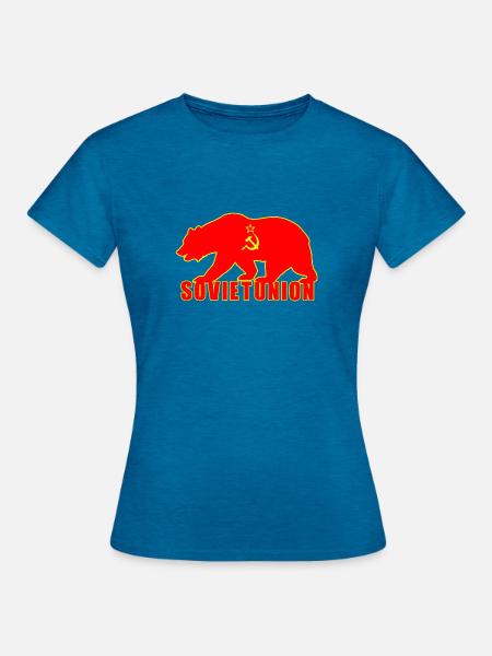 Sowjetunion Bär mit Flagge - Frauen T-Shirt - Antikblaues Saphir meliert