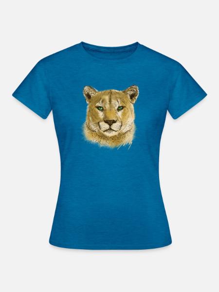wildkatze - Frauen T-Shirt - Antikblaues Saphir meliert