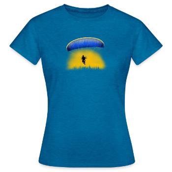 paragliding - Frauen T-Shirt - Antikblaues Saphir meliert - Vorne - AI Model Female 172 dark (172cm)