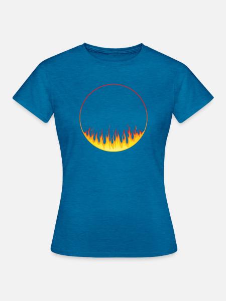 Kreis on fire - Frauen T-Shirt - Antikblaues Saphir meliert