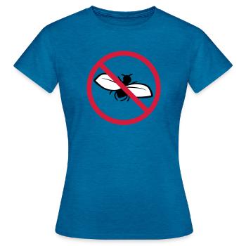 Bouclier interdit de mouche - T-shirt Femme - bleu saphir antique chiné - Devant - AI Model Female 172 dark (172cm)