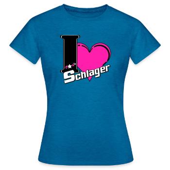 Schlager Party , Schlager Musik , Schlager Liebe - Frauen T-Shirt - Antikblaues Saphir meliert - Vorne - AI Model Female 172 dark (172cm)