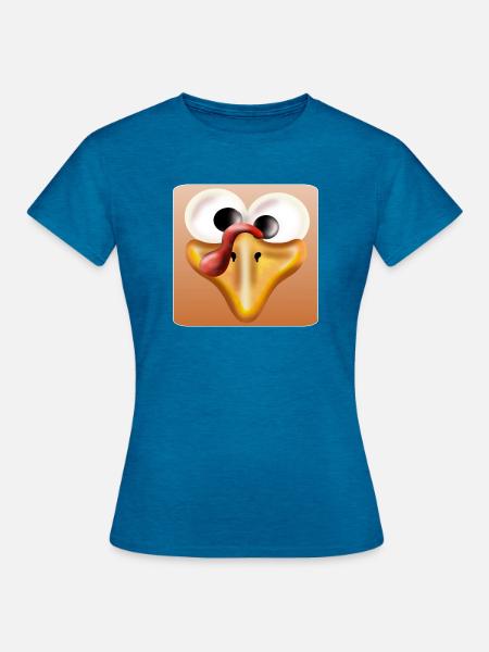 Truthahn Thanksgiving - Frauen T-Shirt - Antikblaues Saphir meliert