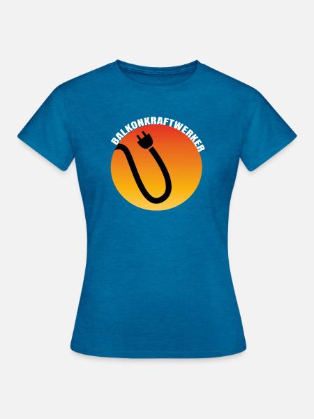 Balkonkraftwerk Plug Icon - Frauen T-Shirt - Antikblaues Saphir meliert