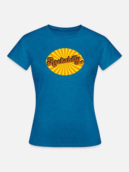 Rockabilly Vibes Retro - Frauen T-Shirt - Antikblaues Saphir meliert