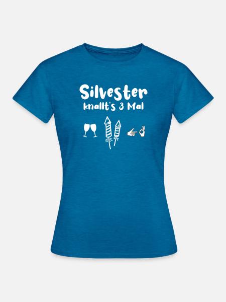 Silvester Knallen - Frauen T-Shirt - Antikblaues Saphir meliert