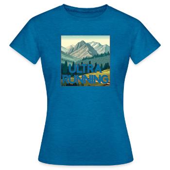 Ultra Running - Women's T-Shirt - antique blue sapphire heather - Front - AI Model Female 172 dark (172cm)