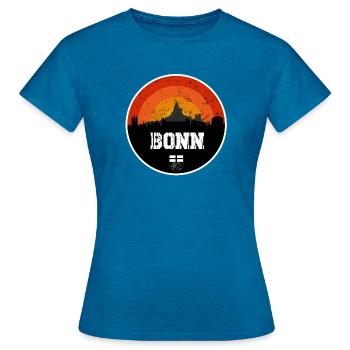 Bonn Skyline Original - Frauen T-Shirt - Antikblaues Saphir meliert - Vorne - AI Model Female 172 dark (172cm)