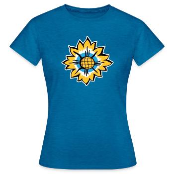 Sonnenblume - Frauen T-Shirt - Antikblaues Saphir meliert - Vorne - AI Model Female 172 dark (172cm)