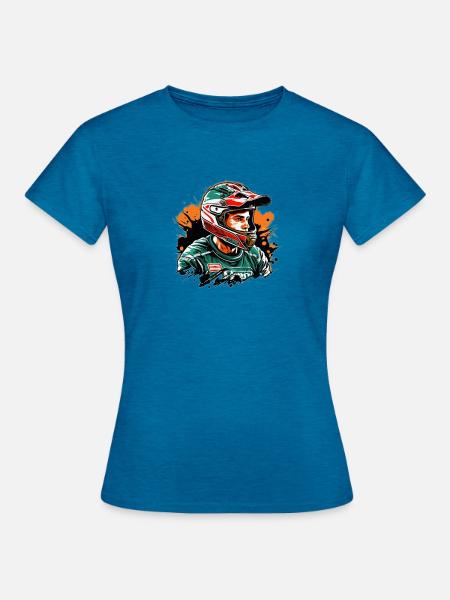 Rennfahrer Farbexplosion - Frauen T-Shirt - Antikblaues Saphir meliert