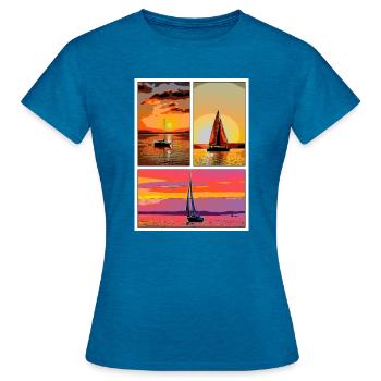 Schleier - Frauen T-Shirt - Antikblaues Saphir meliert - Vorne - AI Model Female 172 dark (172cm)