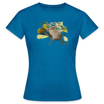 Maus im Laub - Frauen T-Shirt - Antikblaues Saphir meliert - Vorne - AI Model Female 172 dark (172cm)