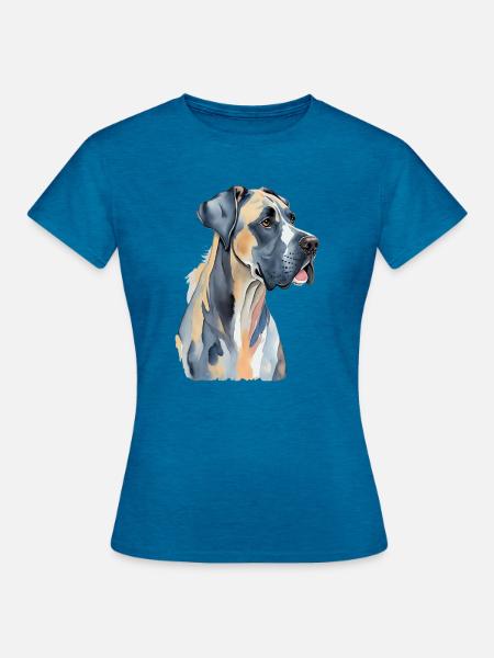 Dogge - Frauen T-Shirt - Antikblaues Saphir meliert