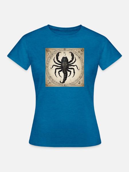Zodiac Scorpion - Frauen T-Shirt - Antikblaues Saphir meliert