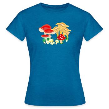 Colored composition of mushrooms - Women's T-Shirt - antique blue sapphire heather - Front - AI Model Female 172 dark (172cm)