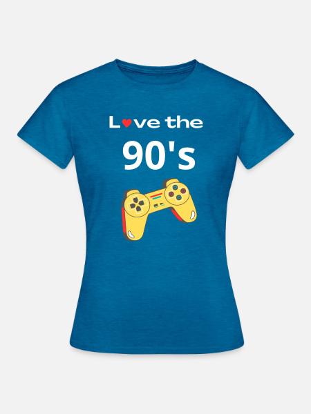 Ich liebe den Retro-Controller der 90er - Frauen T-Shirt - Antikblaues Saphir meliert