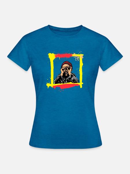 Kopfblick Graffiti-Porträt - Frauen T-Shirt - Antikblaues Saphir meliert