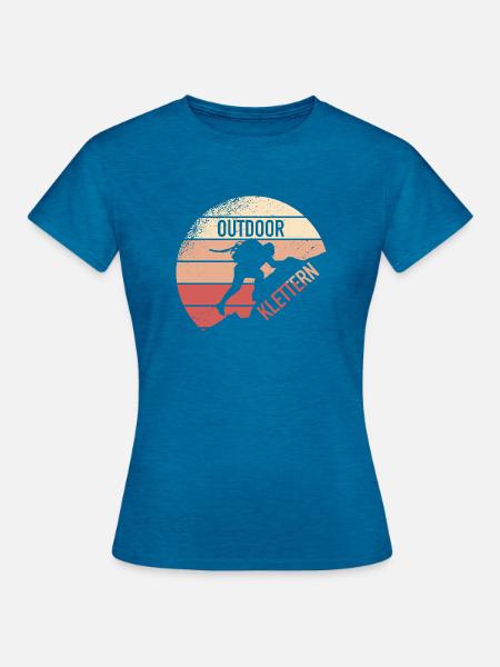 Outdoor Klettern - Frauen T-Shirt - Antikblaues Saphir meliert
