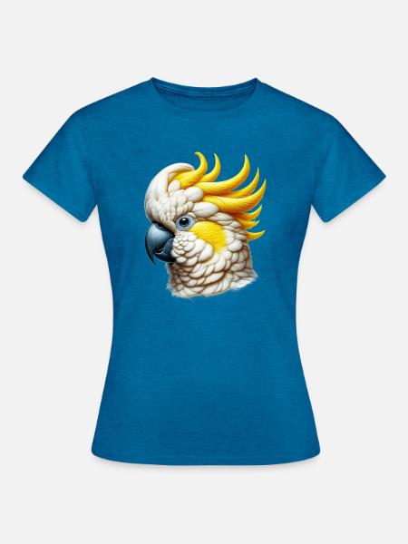Kakadu-Papagei - Frauen T-Shirt - Antikblaues Saphir meliert
