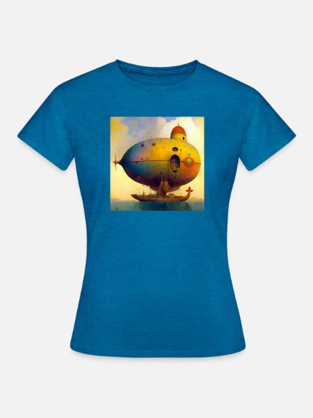 Schiff 02 - Frauen T-Shirt - Antikblaues Saphir meliert
