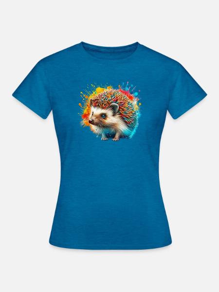 Igel - Frauen T-Shirt - Antikblaues Saphir meliert
