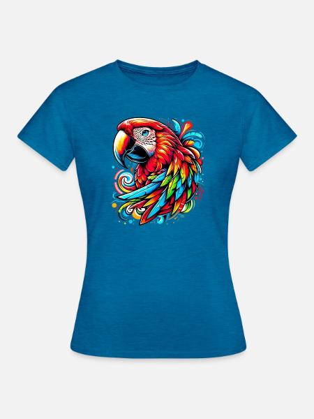 Papagei - Frauen T-Shirt - Antikblaues Saphir meliert