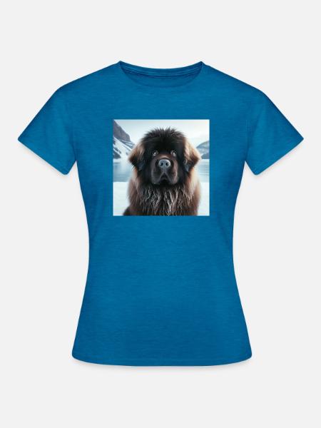 Neufundland im Schnee - Frauen T-Shirt - Antikblaues Saphir meliert