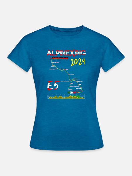 E5 Oberstdorf Meran 2024 - Frauen T-Shirt - Antikblaues Saphir meliert