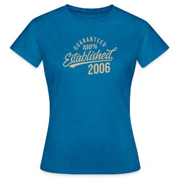 100% Established in 2006 - Women's T-Shirt - antique blue sapphire heather - Front - AI Model Female 172 dark (172cm)