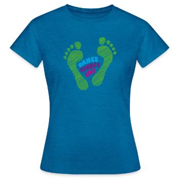 Dance Bounce Live barefoot natural runners with foot - Women's T-Shirt - antique blue sapphire heather - Front - AI Model Female 172 dark (172cm)